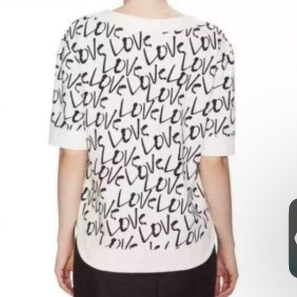 Kate spade love tee top black white print t-shirt - Picture 2 of 2